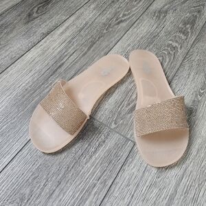 Charlotte Russe Gold Slide Sandals